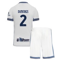 Camiseta Inter Milan Denzel Dumfries #2 Segunda Equipación Replica 2024-25 para niños mangas cortas (+ Pantalones cortos)